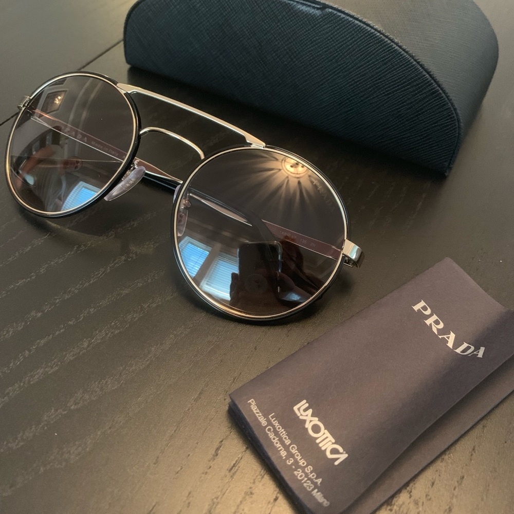 Authentic Prada Catwalk Black Rounded Sunglasses